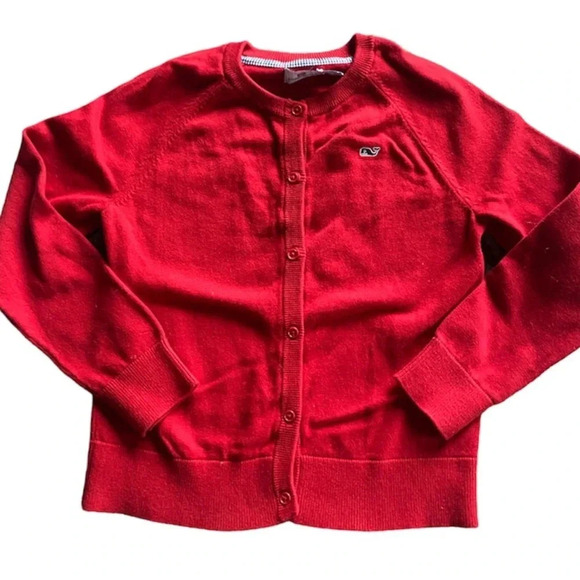 VINEYARD VINES EUC GIRLS RED CARDIGAN SWEATER TOP SHIRT TOPS SUMMER SIZE M 10 12 - Picture 1 of 4
